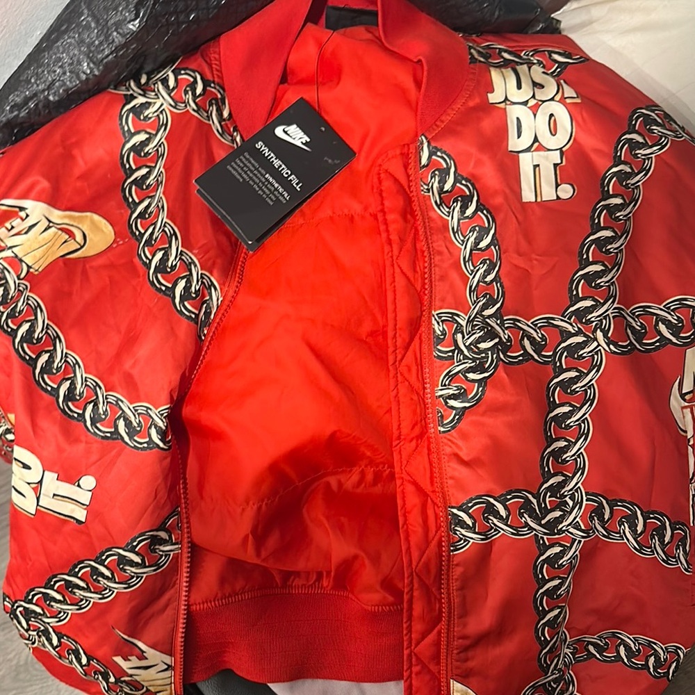 Nike Vibrant Red Chain Pattern Jacket - image 1